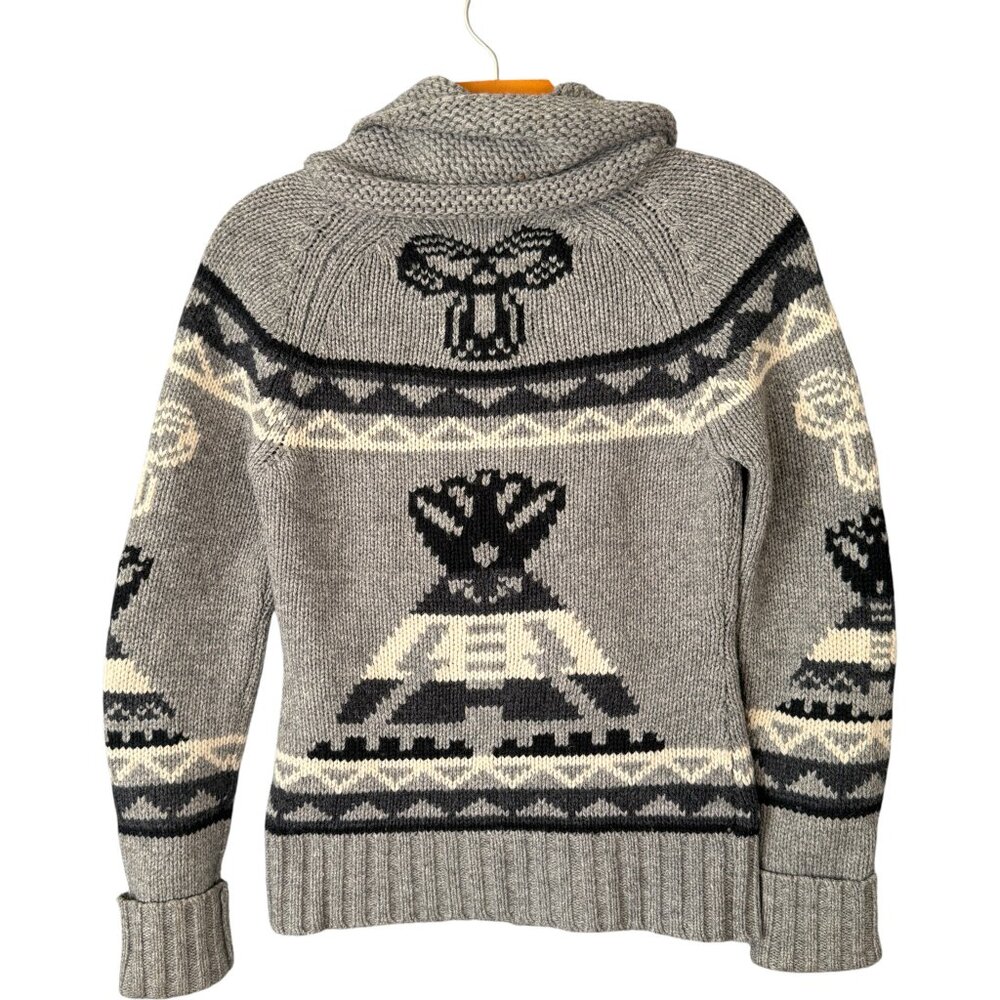 Aritzia TNA Sea to Sky Cowichan Cardigan Sweater Horse Motif Lambswool Skijor S - Picture 2 of 10